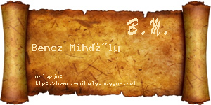 Bencz Mihály névjegykártya